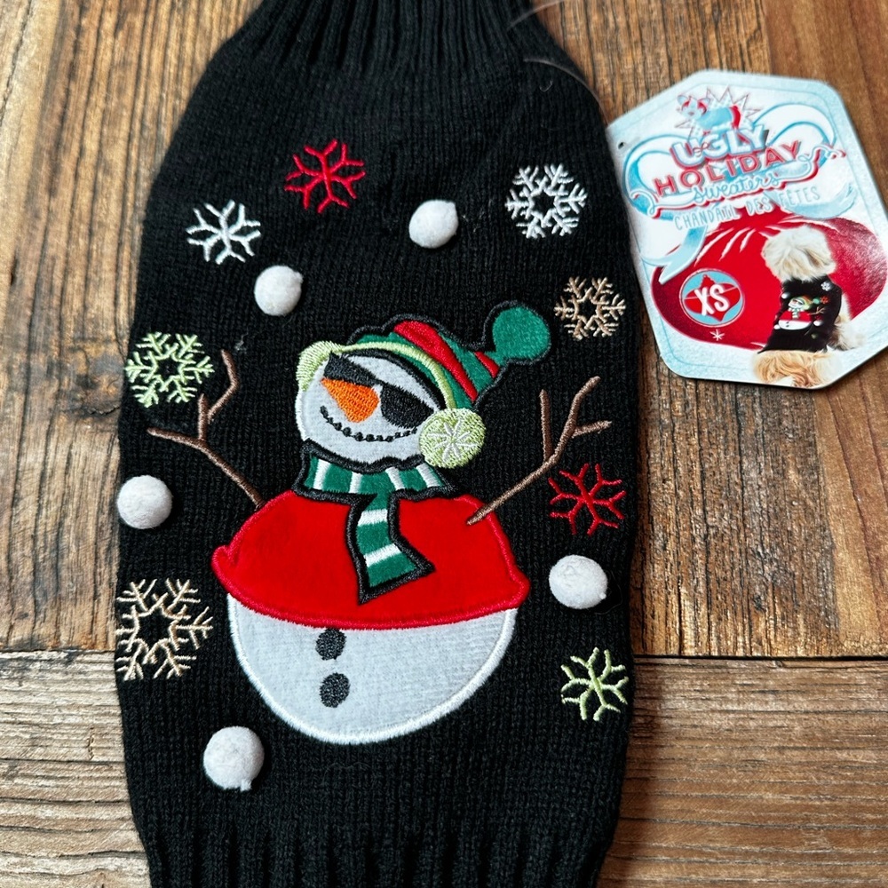 Pet Black Snowman Holiday Sweater